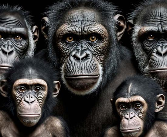 Representation of an Australopithecus family. The evolution of human birth takes us back to Australopithecus afarensis like “Lucy” that may have required some help in childbirth. Source:  Andrii/Adobe Stock